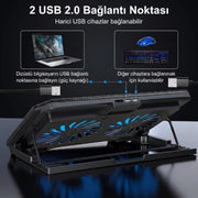 Ayarlanabilir Yükseklik Kademeli Laptop Soğutucu Fan